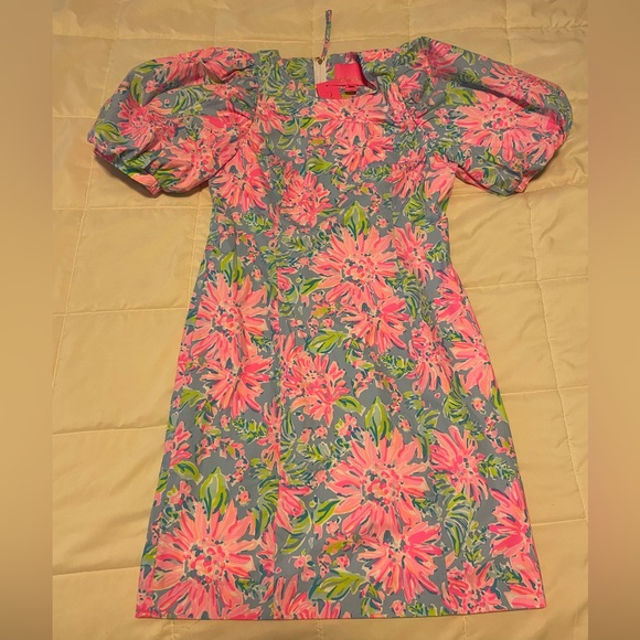 Lilly Pulitzer Shift Dress w/ Short Puff Sleeves Size 2 - Picture 6 of 6